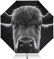 [PDZRMY] Cow Head UV Protection Travel Umbrella Compact for Rain and Sun - Auto Open and Close UPF 50+ Windproof Portable 46” Sun Umbrella for Women and Men