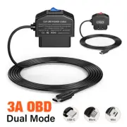 Dash Cam OBD Kit Power Cable Type C/Micro/Mini (V3) Port 24 Hours Surveillance