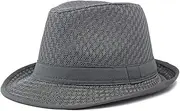 [eYourlife2012] Men Panama Trilby Hat Short Brim Summer Beach Sun Hat Floppy Travel Packable Fedora Hats Cooling Mesh Hats
