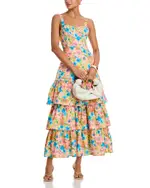 Aqua Blurred Floral Dress - Exclusive