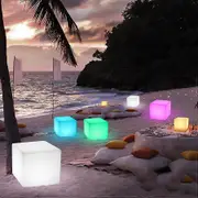 Thrisdar 30CM 40CM Led illuminated Furniture Bar led Cube Seat Chair Night light Outdoor Bar Stools Plastic Table Lamps RGBW With Remote 25x25x25CM