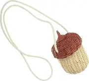 KOMBIUDA Woven Bag Costume Handbag Small Cross Body Bag for Woven Baskets Rustic Crossbody Bag Purse for 1-3 Boho Apparel Bag Mini Crossbody Bag Pouch Purses Rattan