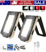 2SET LED Flashlight COB Work Light Inspection Torch Lamp Magnetic Rechargeable