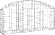 vidaXL Arched Gabion Basket 150x30x60/80 cm - Versatile and Durable, Decorative Garden Barrier, Easy Assembly, Silver Finish, Galvanised Iron Construction