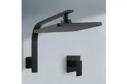 ACA 8 inch Rain Shower head Gooseneck Shower arm Shower Mixer Tap Square Shower Rails High Pressure Black WELS