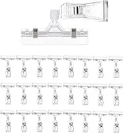Weforu Sign Clips Holders, Clear Plastic Price Tag Clips Swivel Double Display for Retail Rack Baskets Cards Food Signs (25)