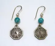 Lyn's Jewelry Amazonite Ying Yang Drop Earrings Gold