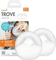 Boon TROVE Silicone Manual Breast Pump with Travel Pouch - Hands Free Breast Pump - Passive Breast Milk Collector Shell for Newborns - Breastfeeding Essentials - 2 Count Clear B11531