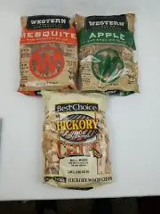 Western 180 Cu. In. Each, Apple Wood, Mesquite and BC Hickory Smoking Chips