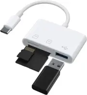 USB-C SD/TF/USB 2.0 Memory Card Reader for Ipone 16/15 Pro Max Plus, 3 in 1 USB