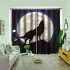 wolves like howling at night Printing 3D Blockout Curtains Fabric Window