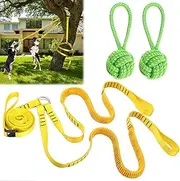 HOKINETY Dog Hanging Bungee Tug Toy for Two Dogs: Interactive Tether Tug-of-War for Pitbull Small to Large Dogs to Exercise - Durable Retractable Tugger Dog Rope Toy with 2 Chew Rope Toys