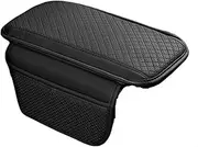 Car Armrests PU Leather Car Armrest Mat Center Console Protection Cushion Auto Armrests Storage Box Pad Car Interior Accessories Console Armrest(Black)