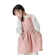 Catzon Girls Linen Cotton Apron Adjustable Bib for Cooking Painting-Pink