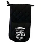 Officially The Worlds Coolest Aunt Auntie - Mitt Glove Mitts Double Oven Gloves
