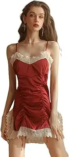 [JINZIJINYU] Women Babydoll Lingerie Lace Pajamas Thin Pleated Small Chest Strap Nightdress Homewear Set