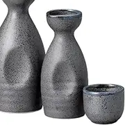 Ale-net Sake Set Tokkuri Ochoko Set 2.2 x Height 4.9 inches (5.7 x 12.5 cm), 150cc Oliveiru Ichi Tokuri & Guinomi (2 Pieces) Set, Pottery, Mino Ware