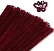 100 Pieces Pipe Cleaners Chenille Stem, Wine Red Pipe Cleaners Craft, Fuzzy Stic