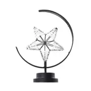 Star Moon Shape Iron Night Light Decorative Lamp Usb Version (Black)