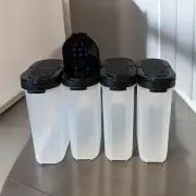 (4) Tupperware Modular Mates Spice Shaker Containers Dark Black Top 1846 NEW