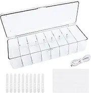 Bekecidi Acrylic Cable Organiser with 8 Grids, Cable Management Box, Cable Storage Box, 20 Classified Stickers and 10 Cable Ties, Transparent Power Cord Organiser (Transparent)
