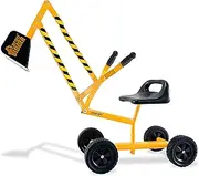 stargo Kids Excavator Toy Sand Digger on Wheels with Hat, Steel Sandbox Digger Toys for Boys, Ride On Excavator, Beach Toy for Sand Dirt Snow