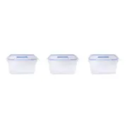 3PK Urban Kitchen Sm Storage Container w/ Clip Lock Silicone Lid Durable 26.8x19.8cm