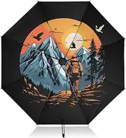 [PDZRMY] UV Protection Travel Umbrella Hiking Landscape Moutain Compact for Rain and Sun - Auto Open and Close UPF 50+ Windproof Portable 46” Sun Umbrella for Women and Men