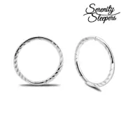 STERLING SILVER 925 Diamond Cut Twist Sleeper Hoop Earrings Hinged - Tracked