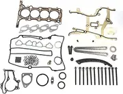 Cylinder Head Gasket Bolts Set And Timing Chain Kit Fits for 2013-2016 Encore 1.4L, for 2011-2015 Cruze 1.4L,for 2013-2016 Sonic/Trax 1.4L Turbo DOHC 16-Valve Engine Head Gasket Kit
