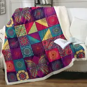 Colorful Oriental Moroccan Mandala Tiles Throw Blanket