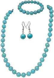 [Treasure Bay] TreasureBay Chunky and Stylish Turquoise Necklace for Women and Girls with Toggle Clasp