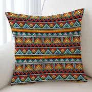 Red Orange Teal African Design Cushion Cover