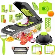 17-in-1 Vegetable Chopper for Meal Prep, Vegetable Cutter for Salad Veggie Potato Carrot etc, Grinding, shredding, Slicing, and Dicing, Easy to Clean Shredder Slicer Grater Kitchen Tools.