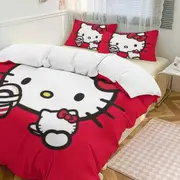 v907 Hello Kitty 3-Piece Twin Bed Set - Includes 1 Single Comforter And 2 Pillowcases Bedding - Fade Resistant Microfiber - Hello Kitty io907
