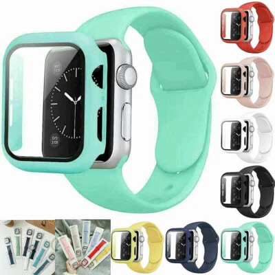 Silicone iWatch Band Strap + Case For Apple Watch 10 9 8 7 6 5 4 3 38 41 44 45mm