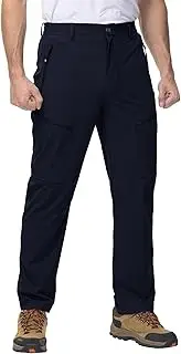 [Rdruko] Men's Lightweight Outdoor Trousers Elastic Waist Quick Dry Water Repellent Stretchy Cargo Pants for Hiking Traveling Walking Work Camping Golf