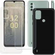 [LCEHTOGYE] Case for Nokia C31 + Tempered Glass Screen Protector, Slim Transparent + Black Soft TPU Bumper Protective Phone Case Cover for Nokia C31 (6,74")
