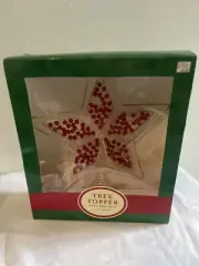 New Gold Star Wire Tree Topper With Red Beads 11” Tall