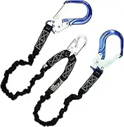 AFP 6FT Double Leg Internal Shock Absorbing Safety Fall Protection Lanyard with Dual Aluminum Pelican Rebar & Snap Hook |Heavy-Duty Webbing | OSHA & ANSI Rated (Aluminum)