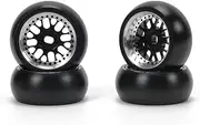 RCAWD RC Rims & Tires for 1/28 Wltoys Kyosho Mini-Z, Mini-Q, Mini-D, K969 K989 P929 Drift Rally Upgrades, No More Glue RC Wheel Parts with Larger Outer Diameter - 26.8mm Black