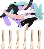 HONBAY 6PCS Mini Zinc Alloy Makeup Spatula Cosmetic Facial Cream Spoon Beauty Scoop with 30PCS Plastic Disposable Curved Cosmetic Spatula for Mixing Makeup