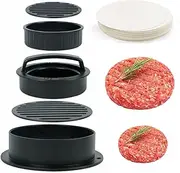 Paifeancodill Burger Press Meat Maker, Pie Press Stuffed Mold, 100 Pcs Baking/Patty Paper Liners, Hamburger Patty Maker Mold, Burger Die, Meats Cheese Veggie Burger Maker ​for BBQ Barbecue Grill Camp