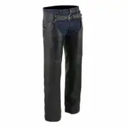 Milwaukee Leather SH1101 Men's "TALL" Black Classic Leather Chaps w Jean Pockets