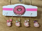 Pink Donut Wine Charms, Pink Sprinkle Donut Wine Charms, Pink Donut