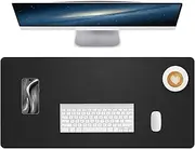 Lllunimon Leather Desk Mat Large Mouse Pad Laptop Desk Pad Waterproof Non-Slip Table Blotter Desktop Writing Pad for Office and Home (Black, 80x40cm)