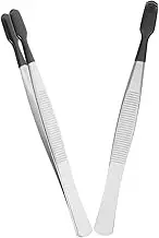 Angoily 2Pcs Soft Edge Silicone Tipped Tweezers Stainless Steel Flat Tip Forceps for Crafts Jewelry Beadwork and Industrial Use Precision Tweezers for Safe Handling