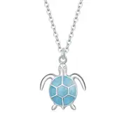 Blue Turtle Pendant Necklace Silver plating Adjustable Necklace for Girl Women Jewelry