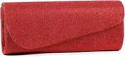 [Damara] Womens Oblique Flap Glitter Clutch Handbags red Size: Medium