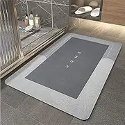 Absorbent Bath Mat Rug, Quick Drying Mat Silicone Magic Bath Mat Non-Slip Floor Rug Rubber Backed for Bathroom Kitchen Shower Sink, Super Water Absorbent, Gray (40 * 60cm)